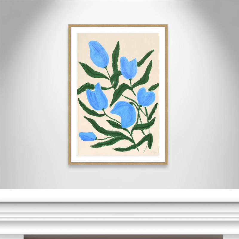 Imprimé de tulipes bleues par Camilla Bergqvist, H 41,5 po x l 29,5 po x P 1,25 po