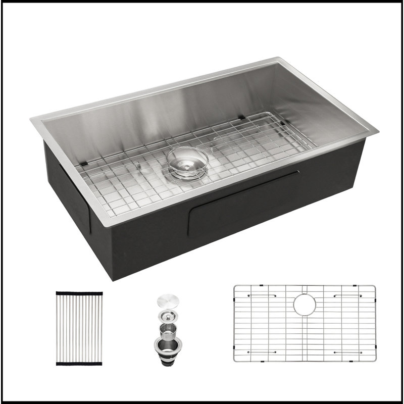 33"X19"X9" Undermount Stainless Steel Kitchen Sink 18 Gauge 9 Inch Deep Single Bowl Kitchen Sink Basin