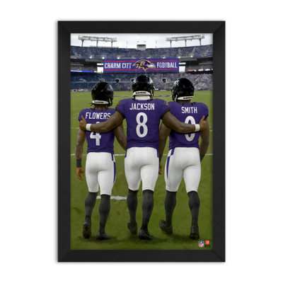 AFFICHE ENCADRÉE 3 JOUEURS DES BALTIMORE RAVENS DE LA NFL (14 po x 20 po)