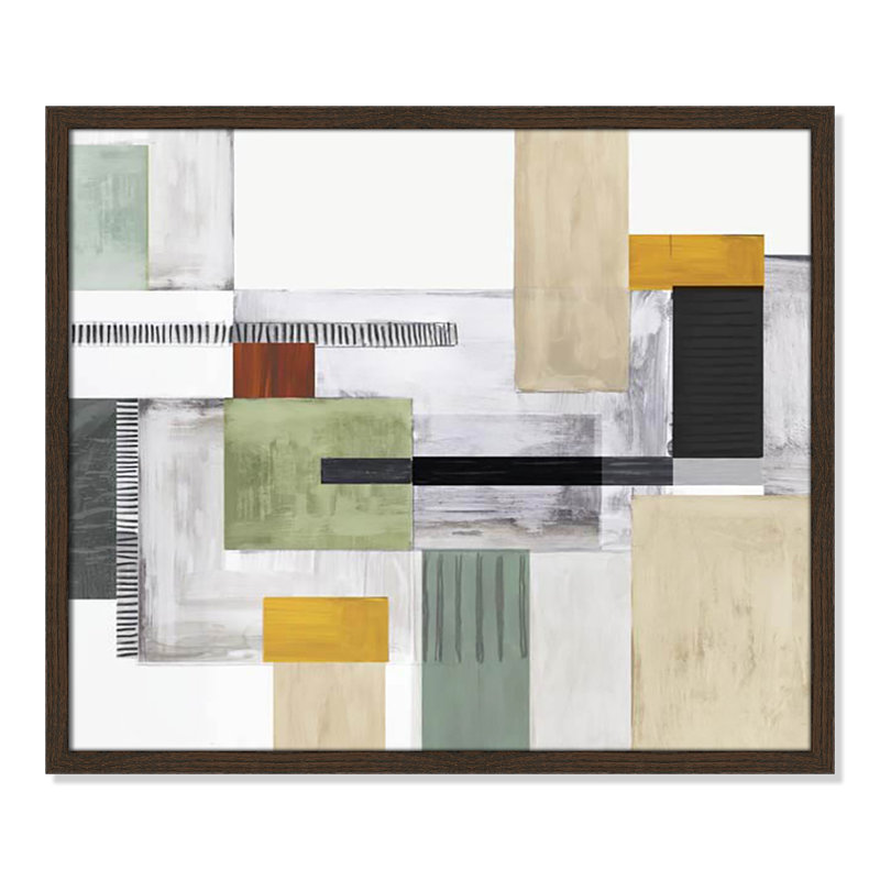 «Playful Blocks» par Tom Reeves, Pas de tapis, Cadre photo en noyer, H 21,5 po x l 25,5 po x P 0,75 po
