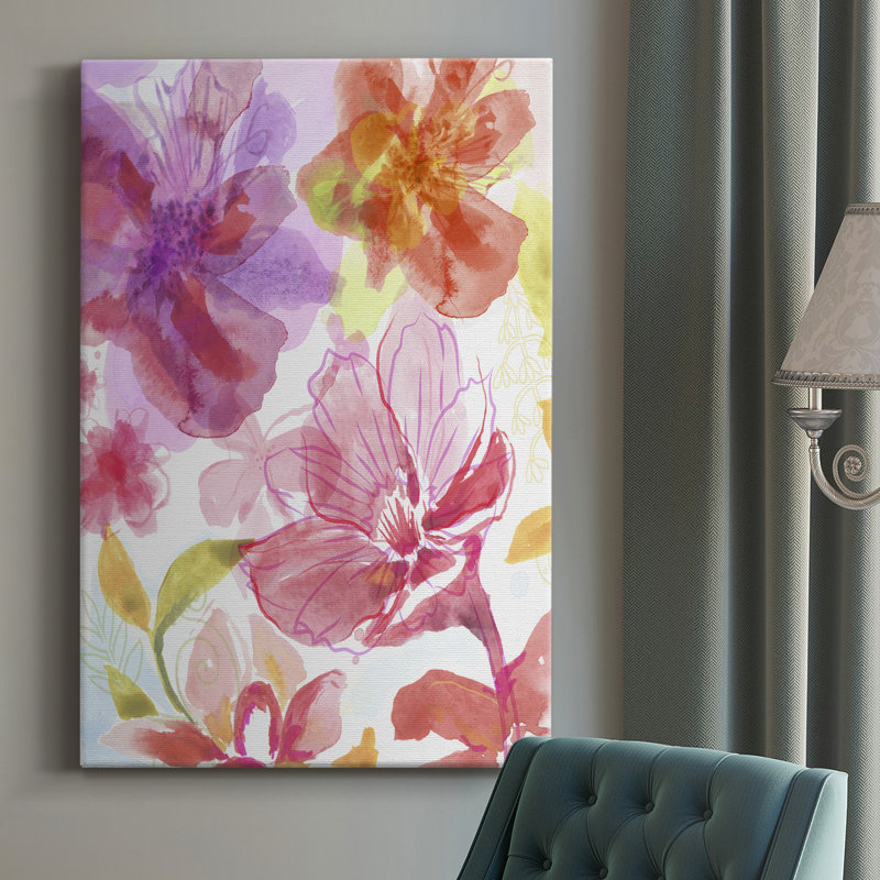 Blossoms in the Sun III - peinture sur toile tendue, H 18 po x l 12 po x P 1 po