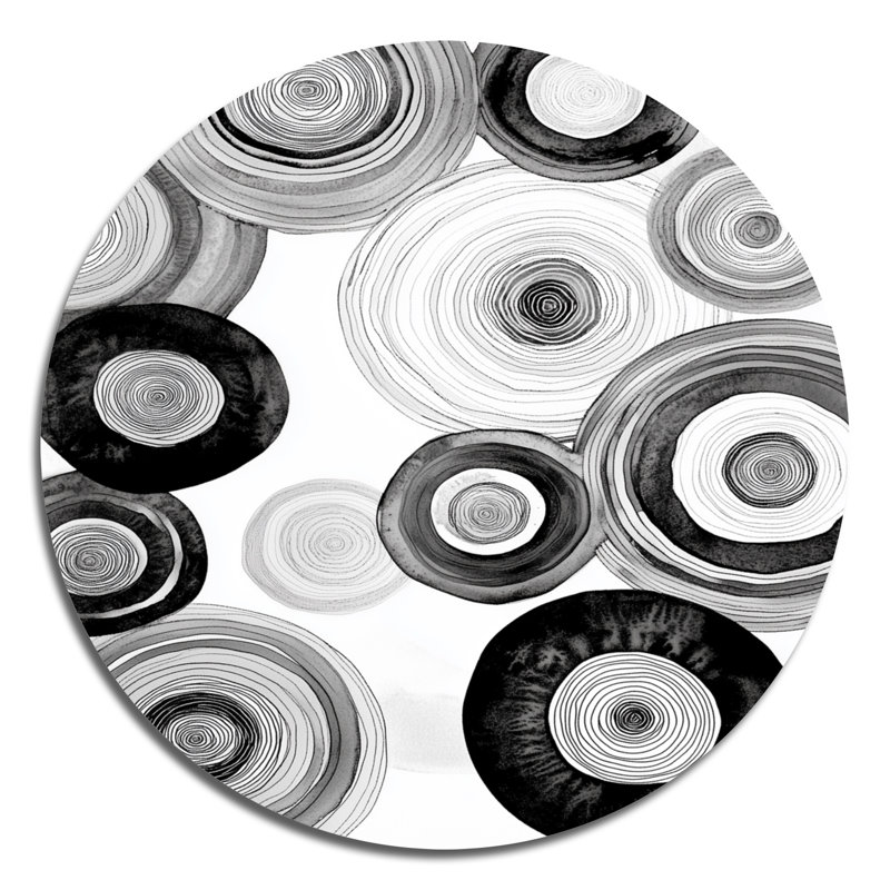 Décoration murale radiale en cercles radiaux et monochromes abstraits, L 36 po x H 36 po