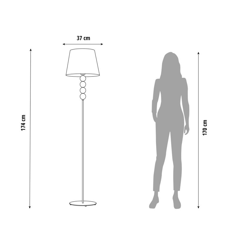 Sachso 174cm Traditional Floor Lamp, White, White