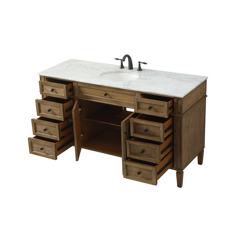 Ensemble de meuble-lavabo simple 60 "Rivers, Brun foncé