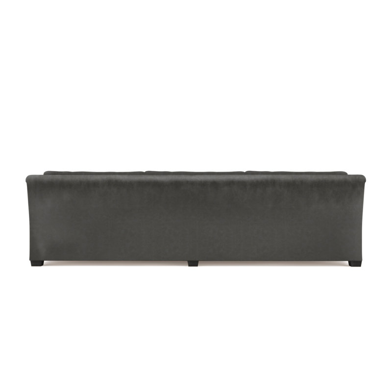Thompson 96" Rolled Arm Sofa, 32" H x 96" W x 41" D, Vintage Leather Graphite, Dark Brown