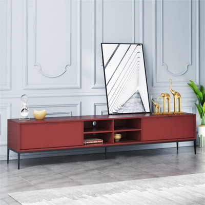 Italian Minimalist Red TV Stand with Drawers
