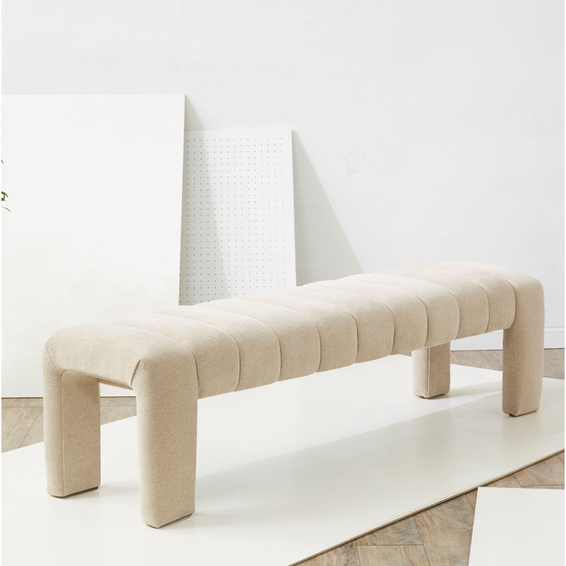 Bellisima Upholstered Bench, Tan Boucle 