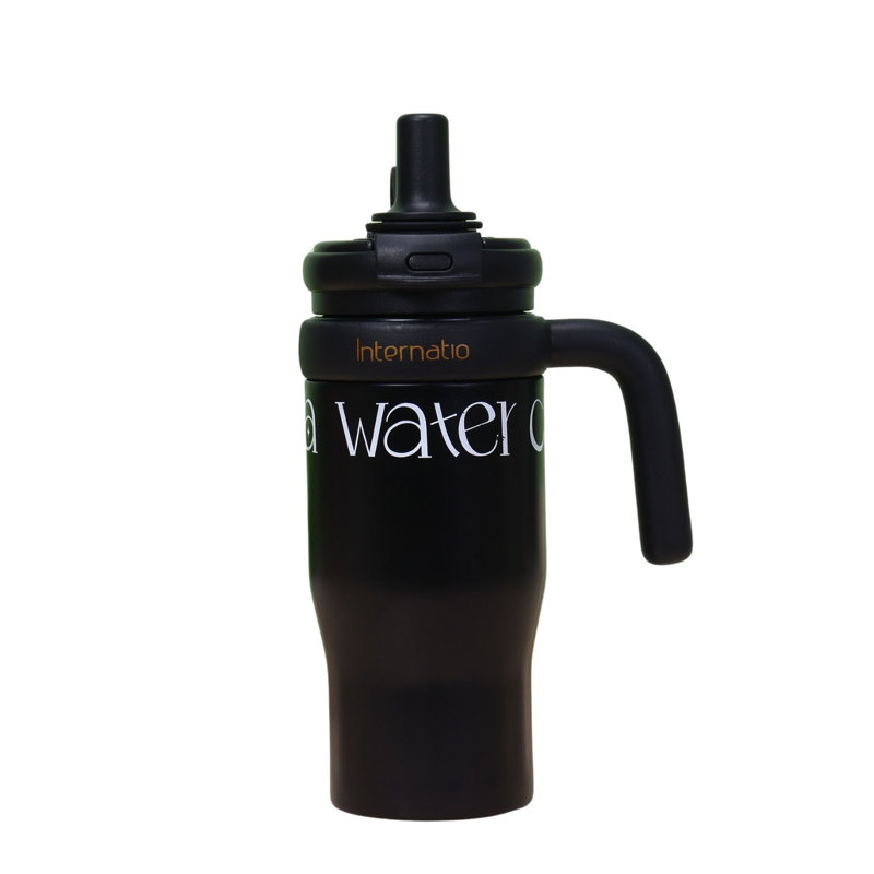 Tasse à gobelet isotherme avec poignée paille, Noir