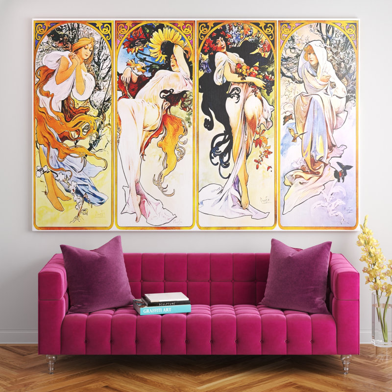 Alphonse Mucha by Alphonse Mucha - Print on Canvas, No Frame, 45.72 cm H x 66.04 cm W x 3.175 cm D