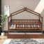 Spacieux lit simple en bois, finition noyer avec tiroirs de rangement