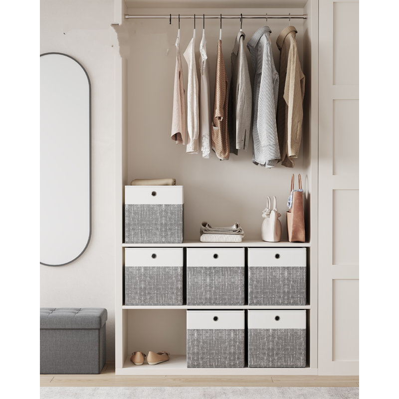 East Urban Home Non-woven Fabric, PP Plastic Storage Tub & Tote, Grey/White
