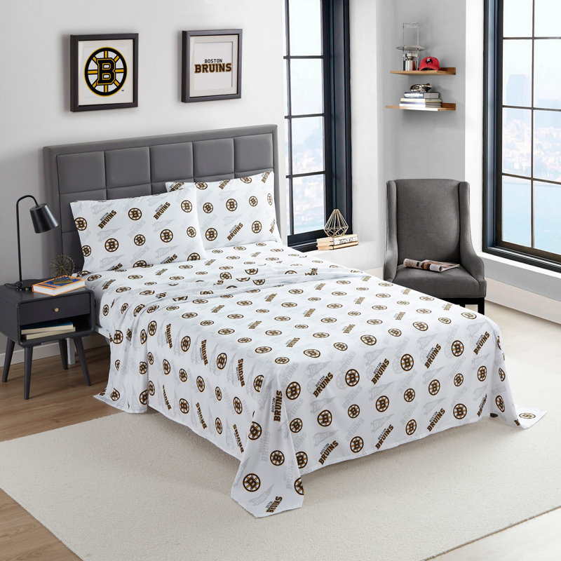NHL Bed Sheet Sets By Sweet Home Collection, Boston Bruins - Twin, Twin Sheet Set with 1 Pillowcase