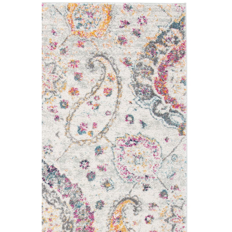 Tapis à motif cachemire Felty, Rectangle 9 pi x 12 pi, Or / Gris