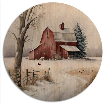 Église jaune pendant l'hiver I - Art mural bois spirituel - Bois de pin naturel