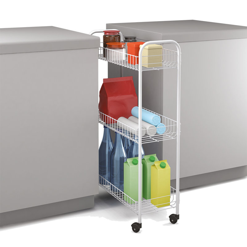 Slim Multi-Purpose Trolley with 3 Levels, White