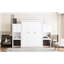 Grand lit blanc avec bureau, meuble-lavabo et rangement, de haute qualité pour une chambre à coucher de qualité moderne