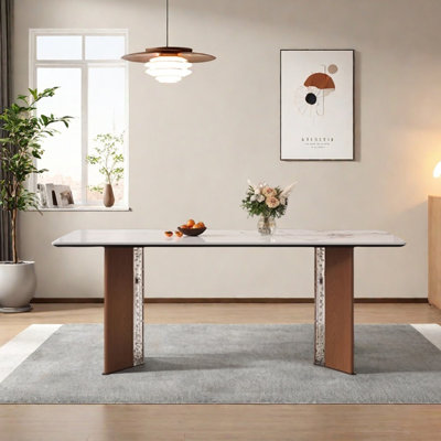 Fine Quality Rock Slab Ash Wood Acrylic Table