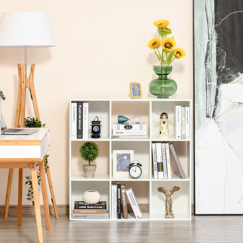 Gonzalez 9 Cube Storage Cupboard Bookcase Bookshelf Home Office, White