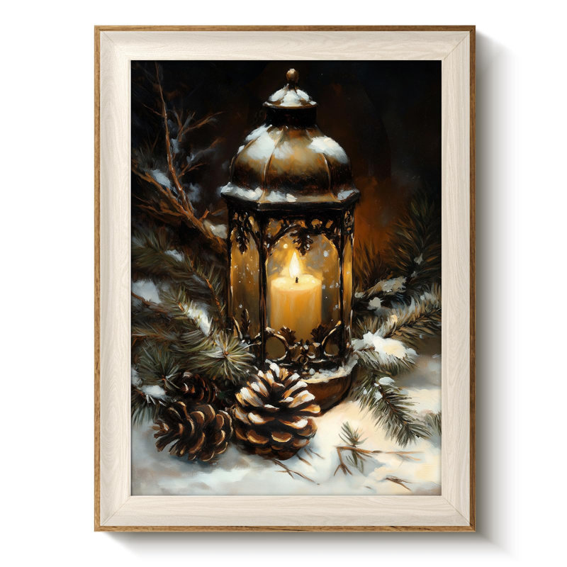 Winter Oil Lamp Framed Wall Art