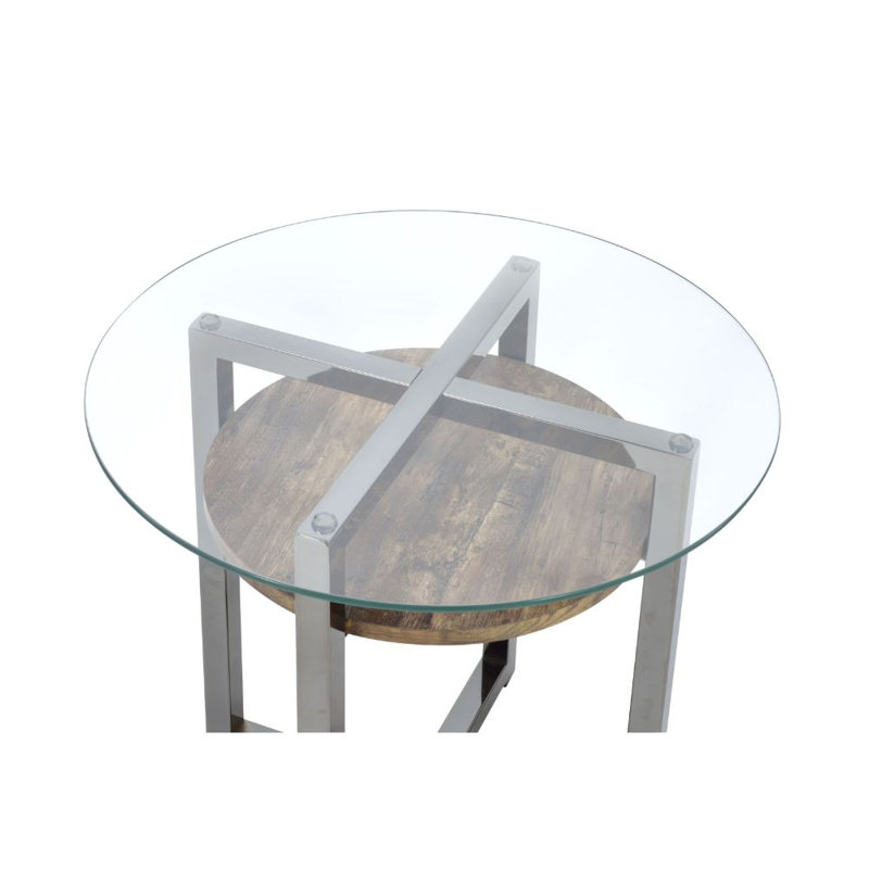 Amaan Glass Top End Table