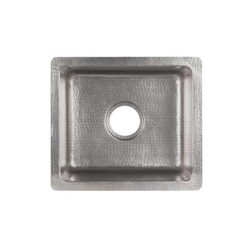 16" Gourmet Rectangular Hammered Copper Bar/Prep Sink in Nickel