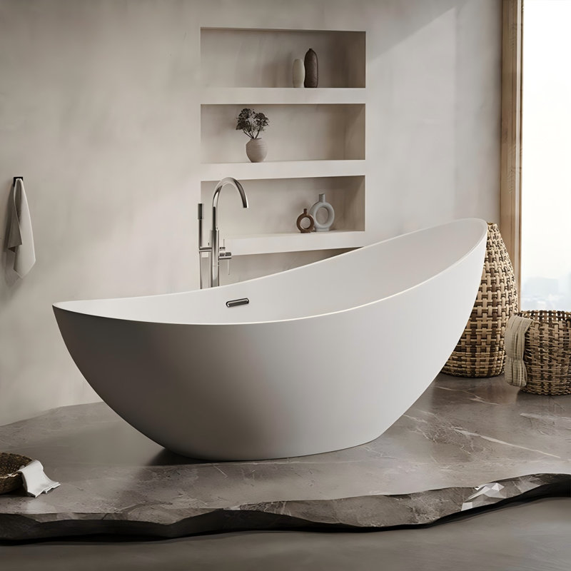 59.06"One-piece Seamless Acrylic Freestanding Crescent Bathtub