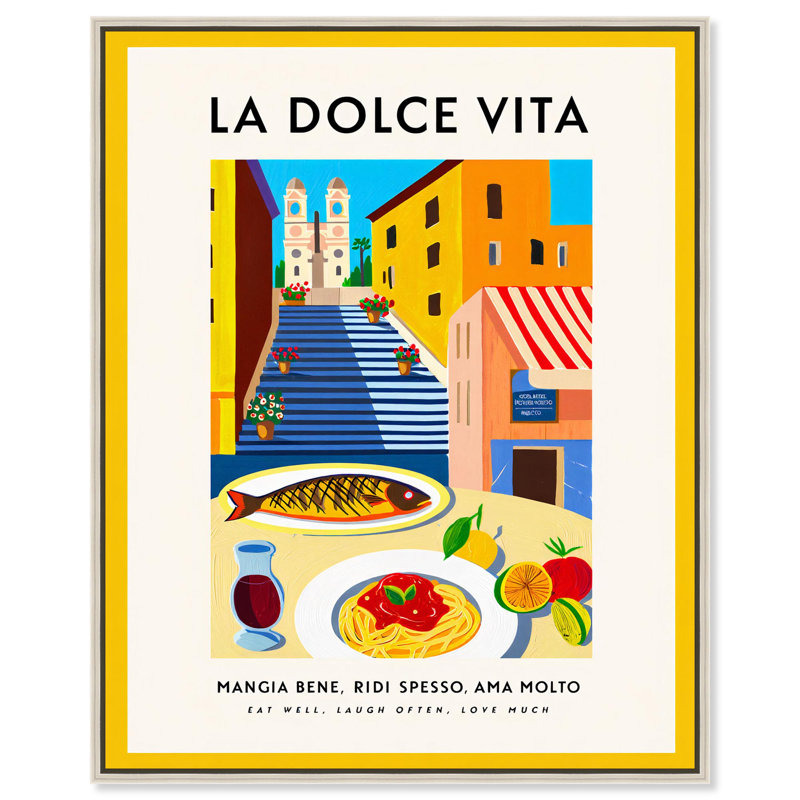 Impression sur toile «Taste of Sicily» par Art Remedy, H 46 po x l 37 po, Cadre argenté