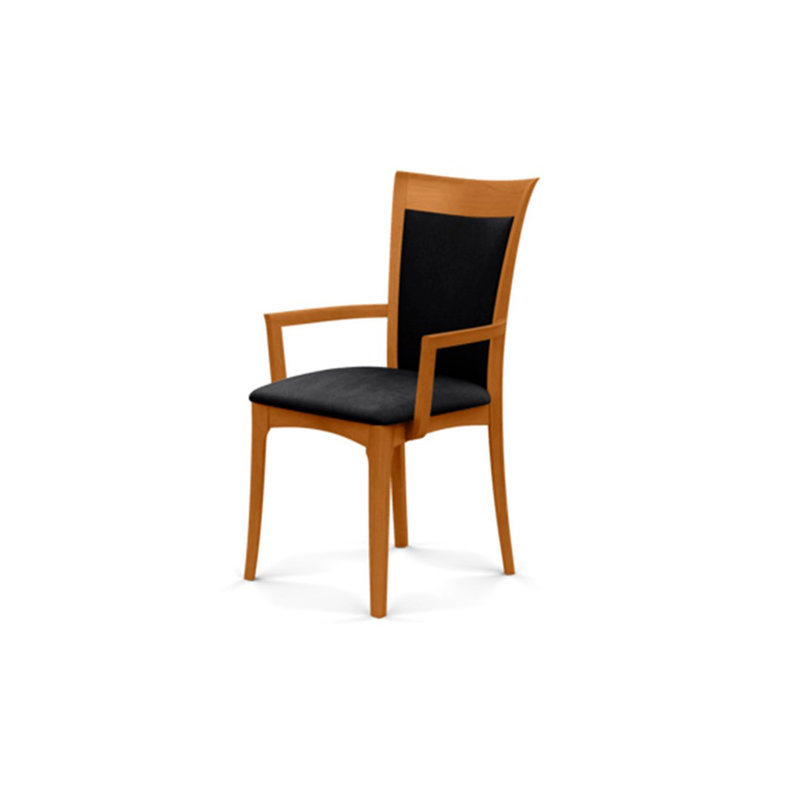Morgan Upholstered Arm Chair, Natural Cherry, Microseude Onyx