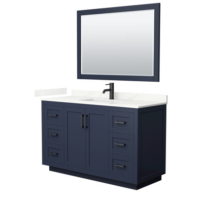Ensemble de meuble-lavabo simple autoportant 54 po avec plateau en quartz Miranda