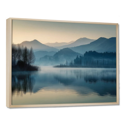 Blue Serene Lake At Dawn With First Light - Lake Wall Art, Blue Landscape Canvas Print