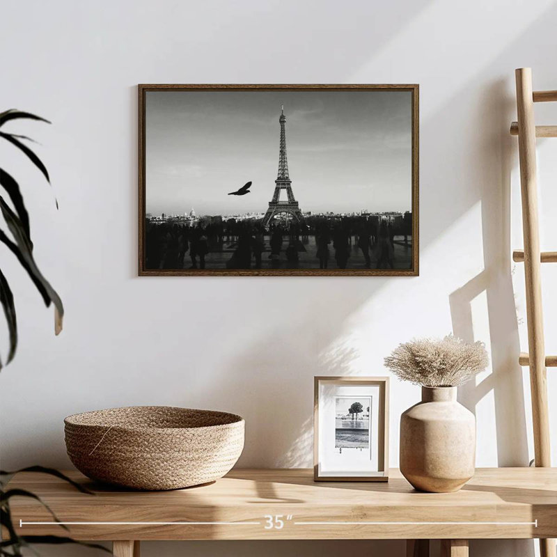 Couvert Tour Eiffel, 19 po x 13 po, Cadre flottant noyer
