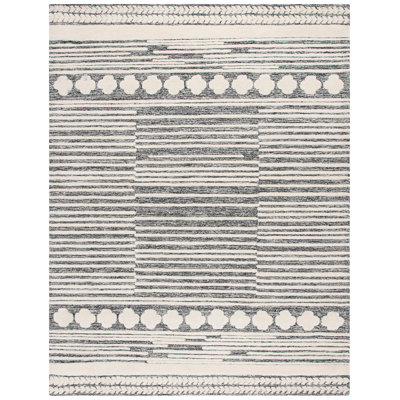 Landrie Hand Tufted Wool/Cotton Southwestern Rug in Ivory/Black
