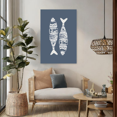 Contemporary Art Abstract Minimalist Modern Fish Coastal Art