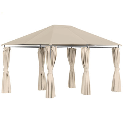 Abri de jardin pour abri de jardin 10 pi x 13 pi Outsunny avec 6 parois latérales amovibles et structure en acier pour le jardin, la pelouse, la cour et la terrasse, kaki