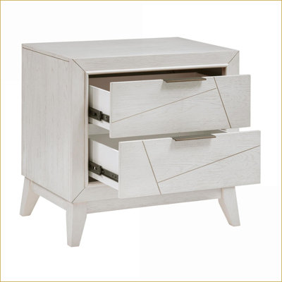 Antique White Modern Nightstand with 2 Dovetail Drawers