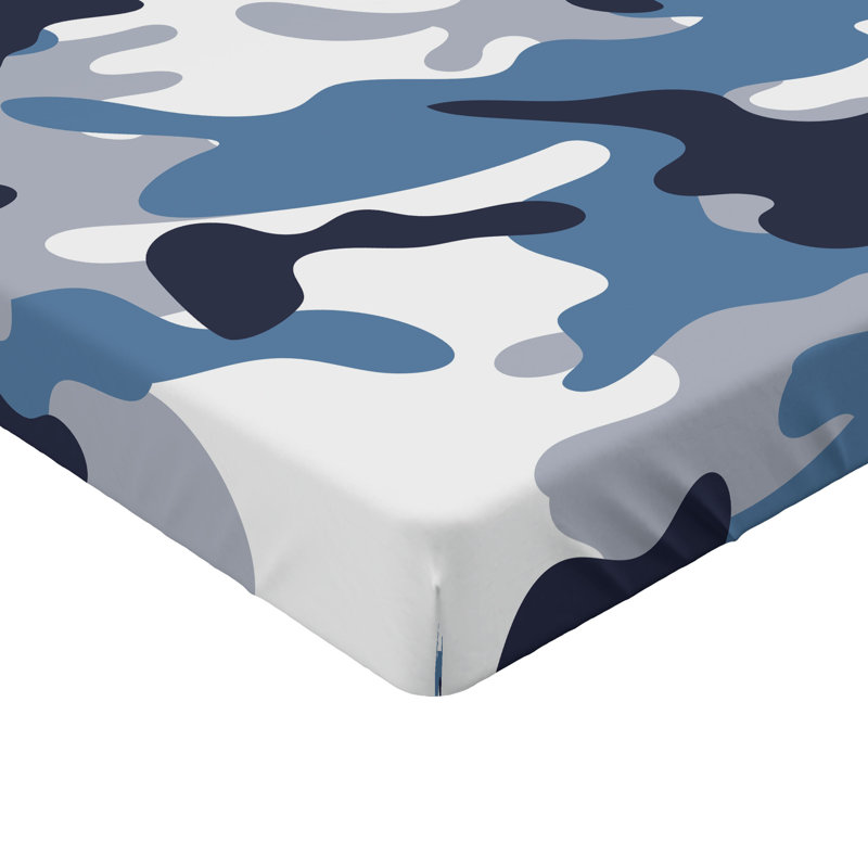 Drap-housse orange Ambesonne, Drap-housse très grand californien, Bleu ardoise / indigo / camouflage gris