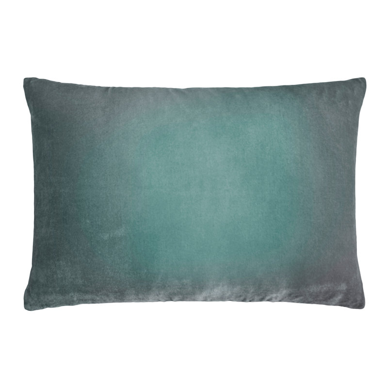 Ombre Square Velvet Pillow Cover & Insert, Rectangle 14"H x 20"W, Jade