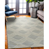Hand Tufted Wool Geometric Area Rug in Gray