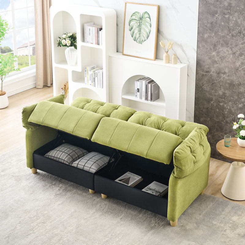Salon double de style rétro français - Tissu moelleux crémeux, rembourrage en éponge haute, rebond doux et rapide, profondeur d'assise large, assemblage facile, structure en bois massif, mélange, noir, 2, 500 lb de soutien