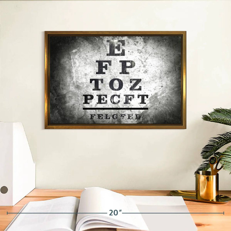 Optometry Test, Floating Frame Gold, 13" X 9"