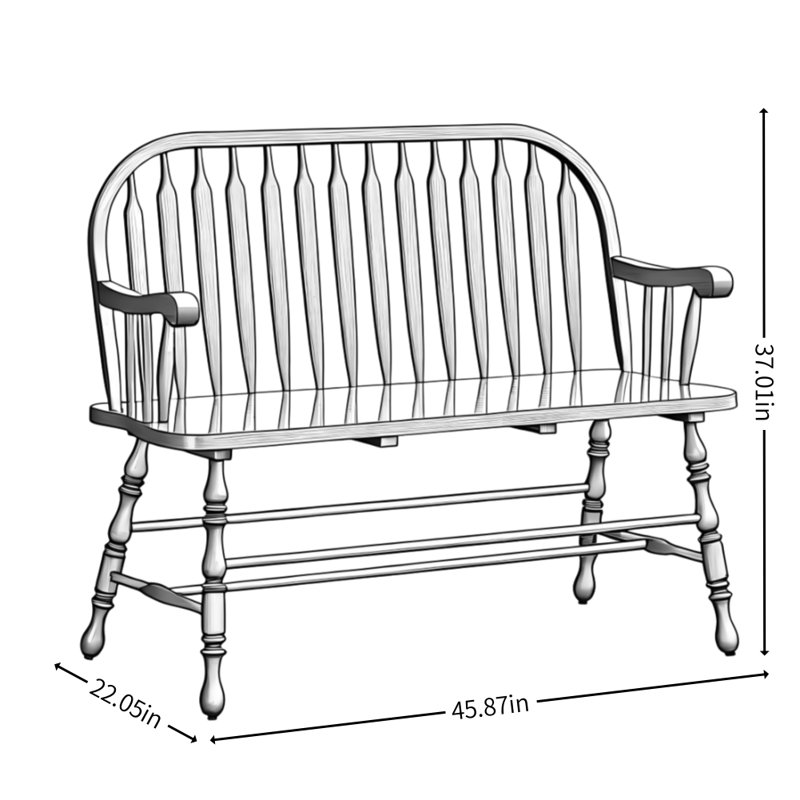Banc en bois massif de style américain, Brun noisette / blanc ivoire
