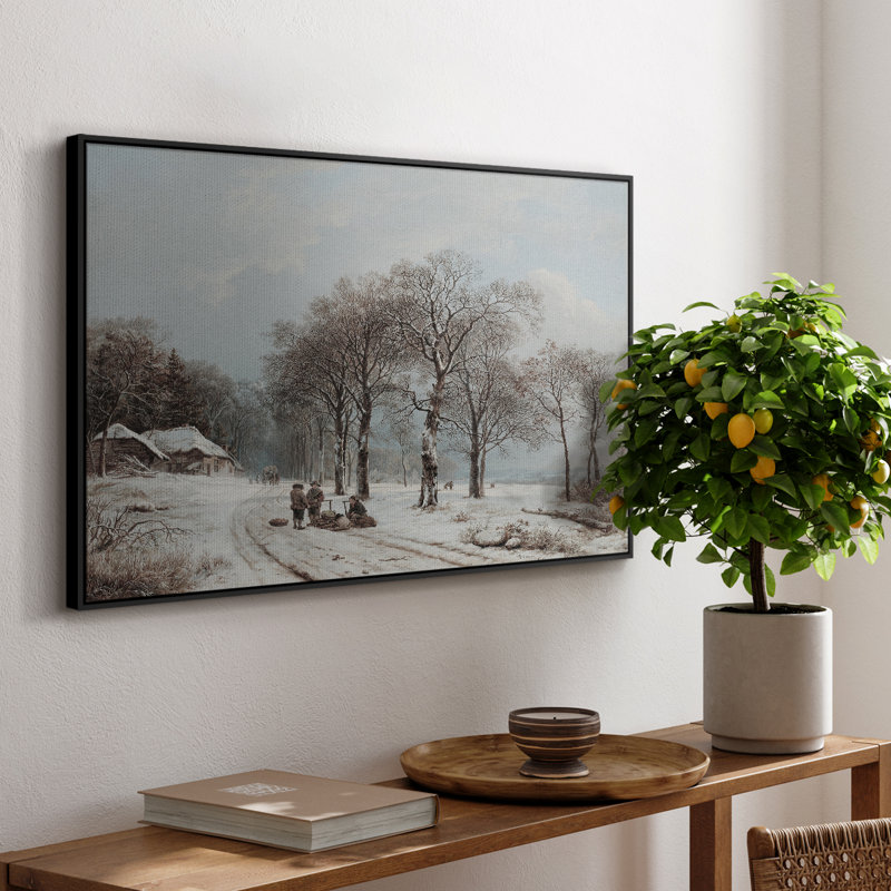 Paysage rétro - CCLxx, Toile avec cadre flottant noir, H 25 po x l 37 po x P 2 po