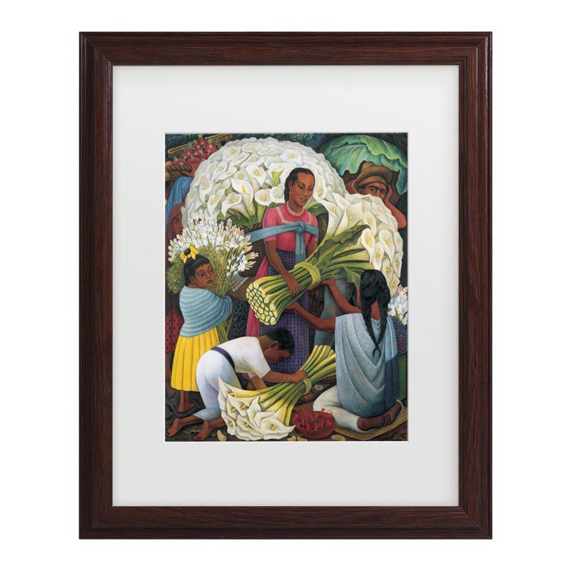 Diego Rivera «The Flower Vendor», art encadré mat, Brun, H 22,75 po x l 18,75 po x P 0,75 po