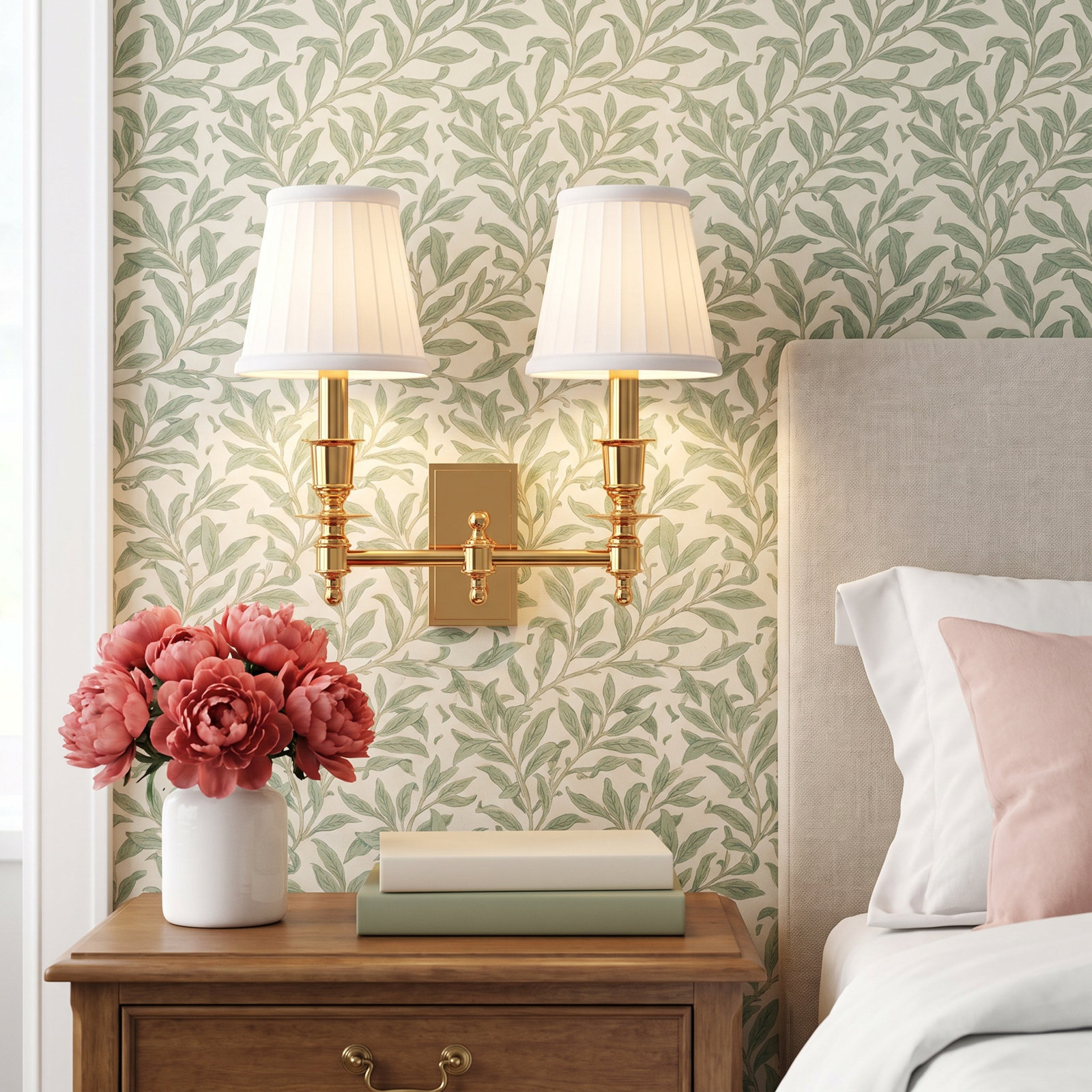 Ellean 2 Light Dimmable Candle Wall Light, Polished Brass