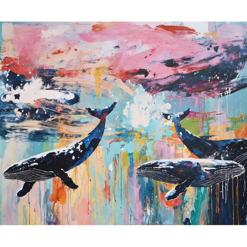 Whales-4, estampe numérique sur toile tendue avec châssis, H 26 po x l 32 po