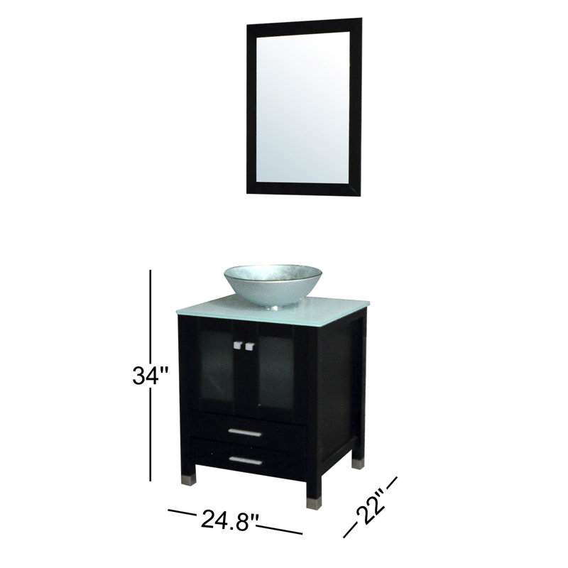 Leftbank 24.8" Single Bathroom Vanity with Mirror, Satin Turquoise