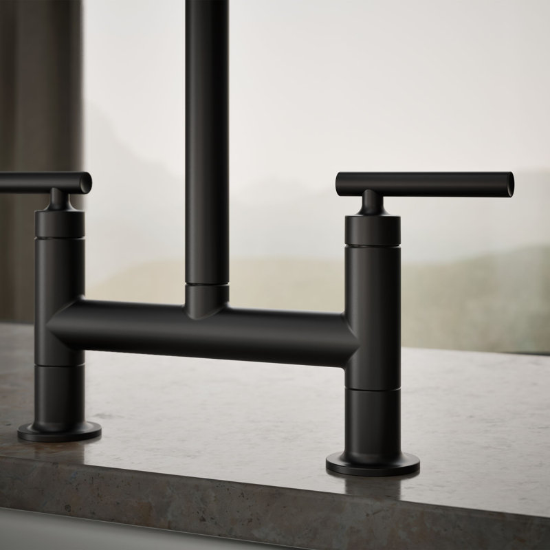 Purist® Two-Hole Deck-Mount Bridge Kitchen Sink Faucet, Matte Black