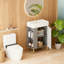 Meuble-lavabo en bois gris de 21,6 po avec lavabo en céramique et tablette ouverte à gauche