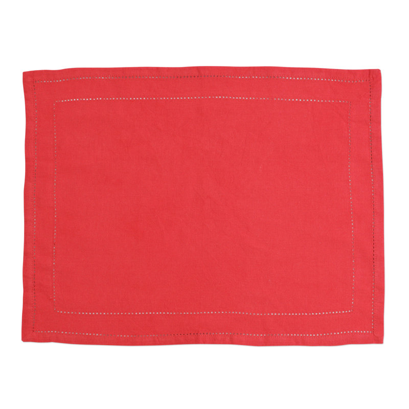 Cotone Linens Cotton Rectangle Placemats, Red