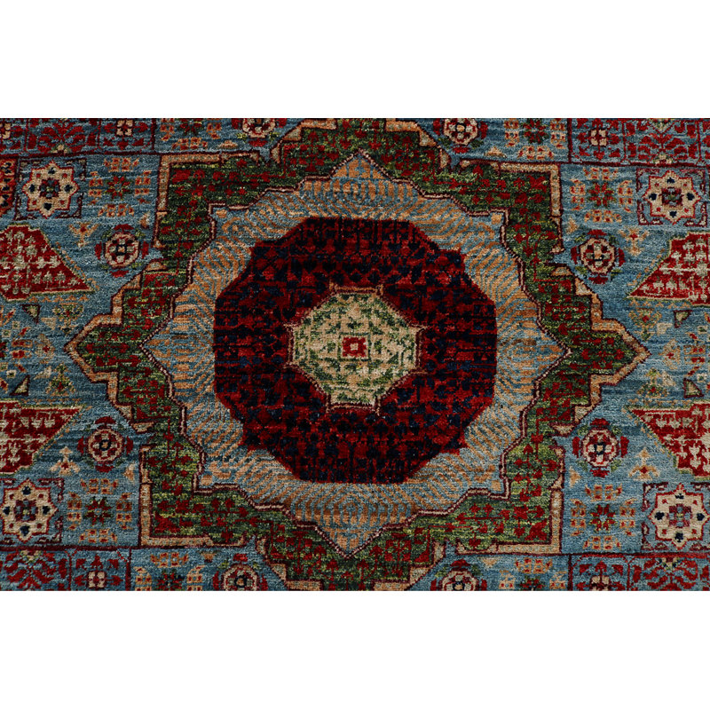 Tapis bleu clair noué à la main de haute qualité